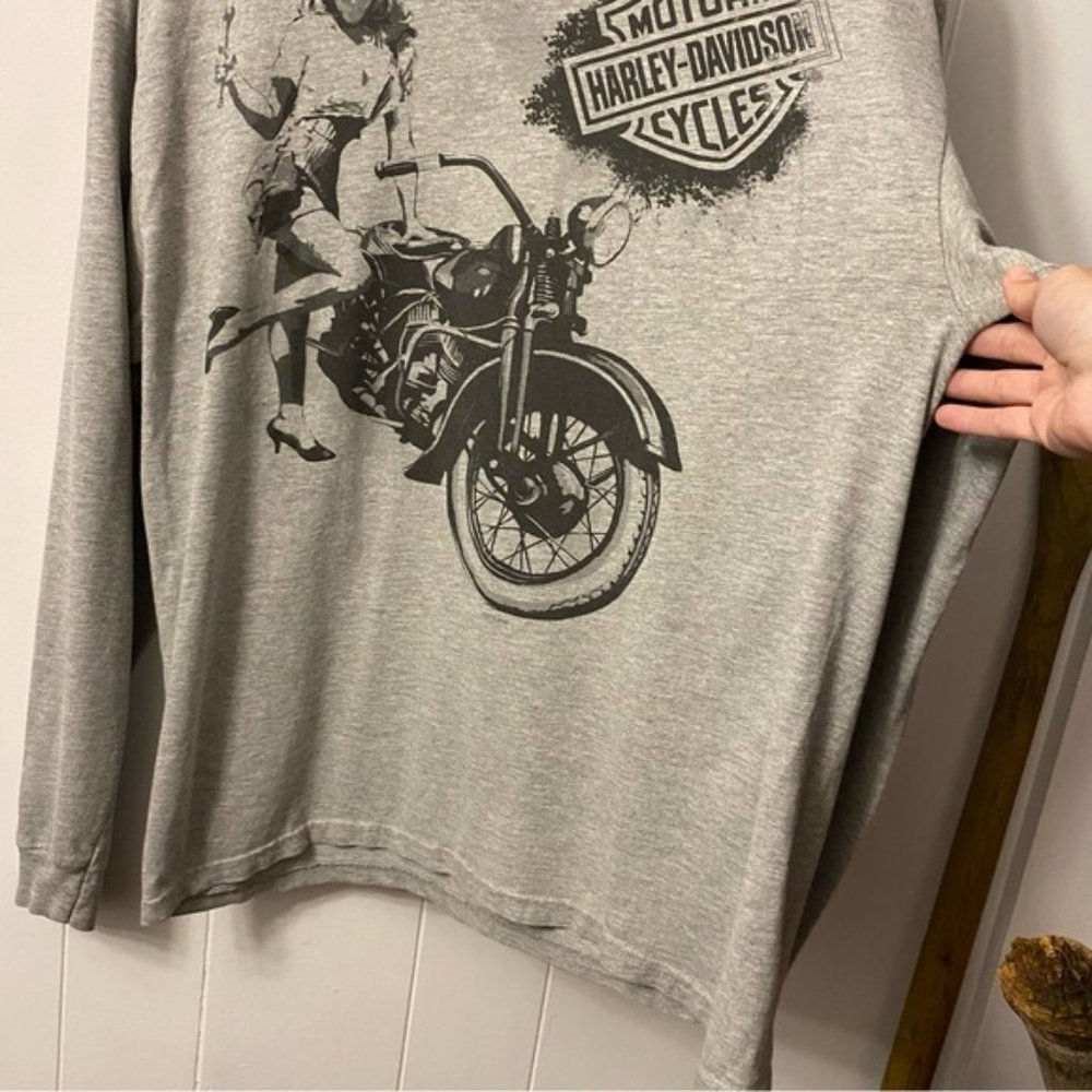 Y2K Vintage Harley Davidson Long Sleeve Shirt Grey Girl Biker Bike Babe Woman - Picture 12 of 14